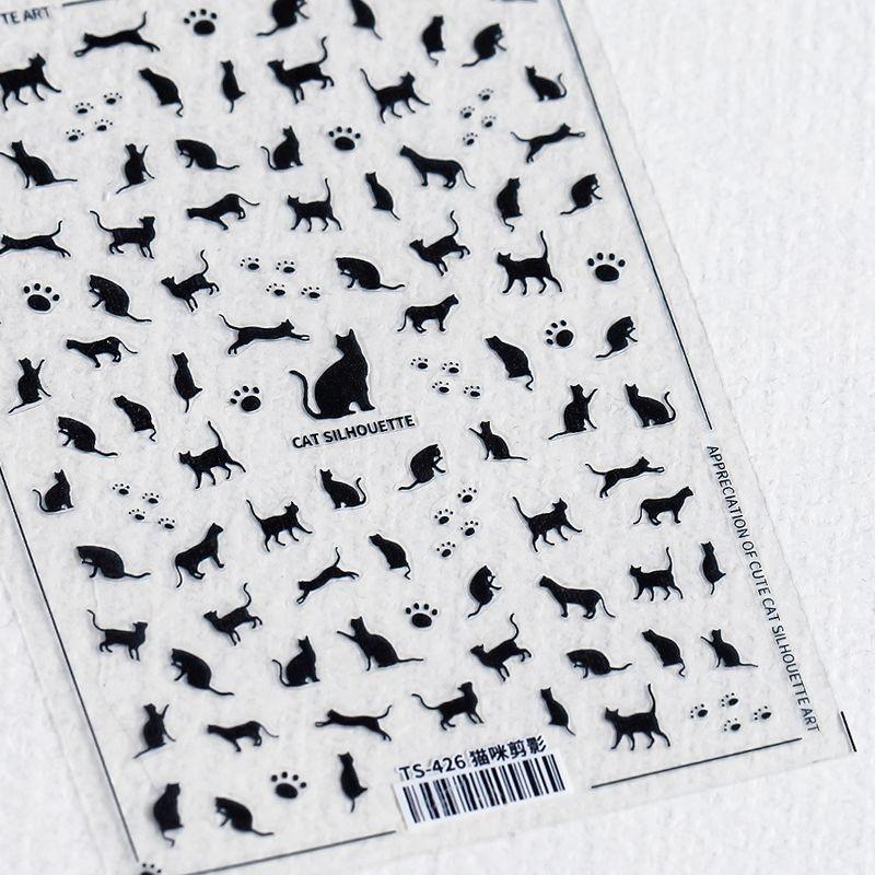 

New Craft Adhesive Ins Style Cat Nail Sticker TS-426 Kitty Silhouette