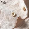 FAPAI Men's Summer Casual Stand Collar Short Sleeve Linen Blend Shirt