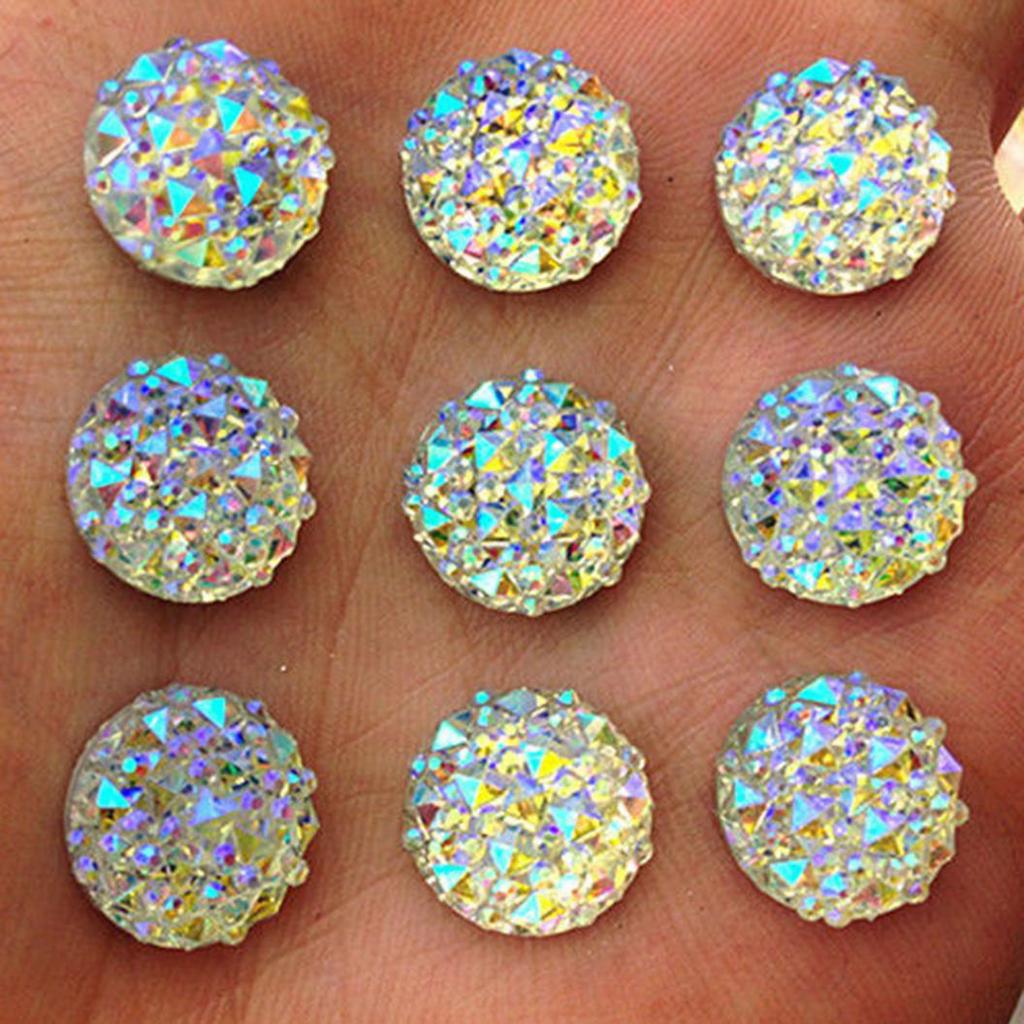 Gör-det-själv 40 st 12 mm rund AB Resin Flatback Rhinestones för telefonbröllopshantverk