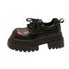 Women's Chunky Heel Single Shoes Female British Style Square Head Loafers Casual New Thick Heels Dress Lace-up Leather Pumps
