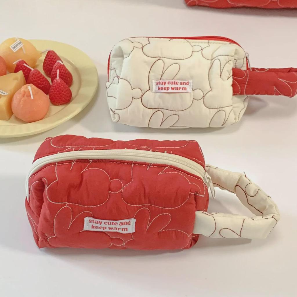 Rich Rabbit Quilted Cotton Cosmetic & Storage Bag - Large Capacity, Stylish, Portable, Zipper Clutch