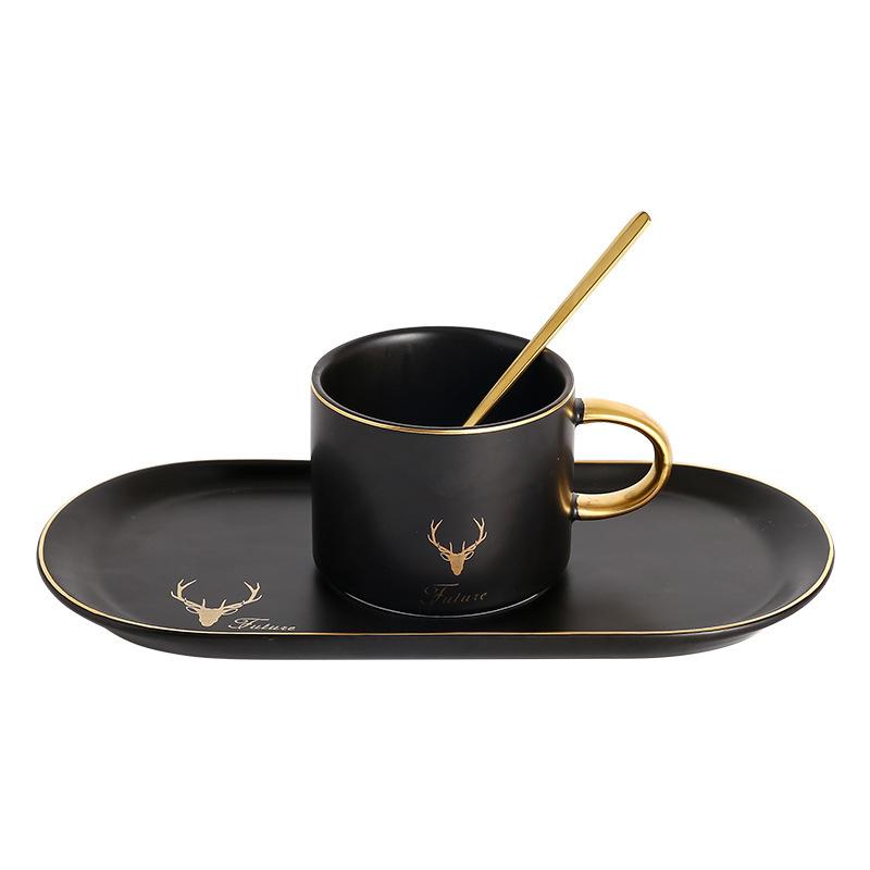 Keramik-Kaffeetassenset im europäischen Stil, Hochwertige Tasse, Haushalt Nachmittagstee, Tasse und Untertasse