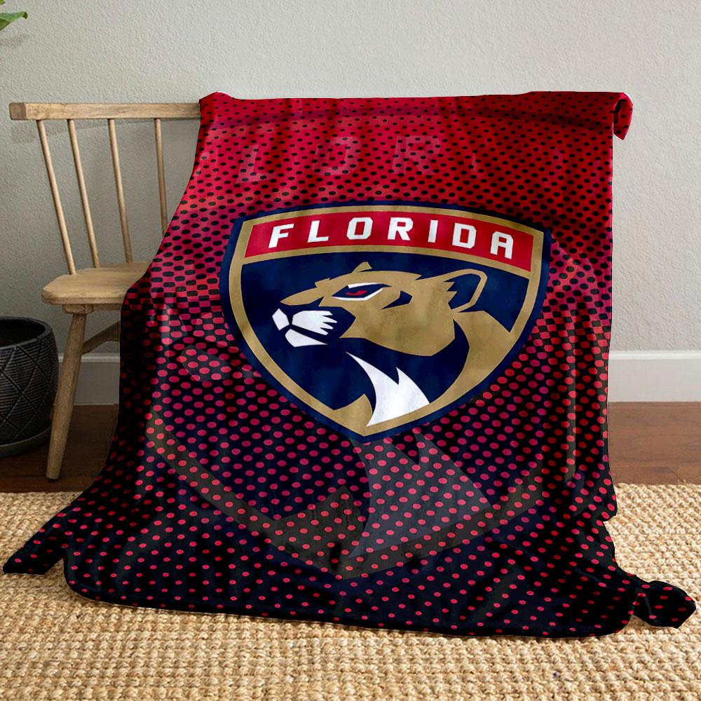 "Florida Panthers Logo on Red Background" Patterned blanket, flannel, suitable for all seasons, home decor, warm and cozy
