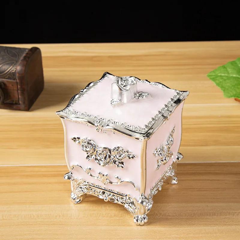 Luxury European Style Plastic Cotton Swab Toothpick Box Living Room Household Retro Cotton Swab Toothpick Sealed Storage Boxs