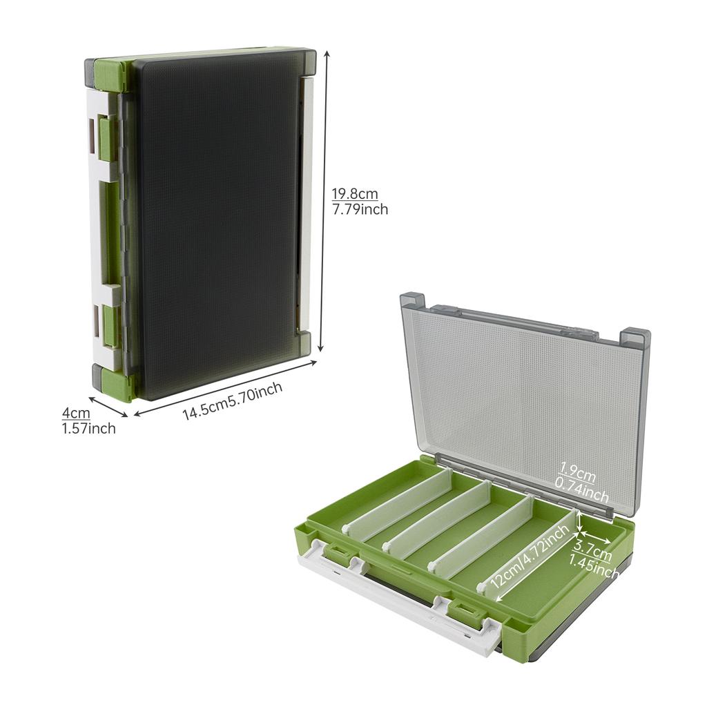 Double Sided PP Fishing Tackle Storage Box Lure Jig Head Hooks Hard Case with Removable Dividers Spong Slot Yellow Gray Green Colors