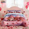 3pcs Valentine's Day romantic pink love goblin dwarf print coreless down duvet cover set multi size bedroom bedding decoration