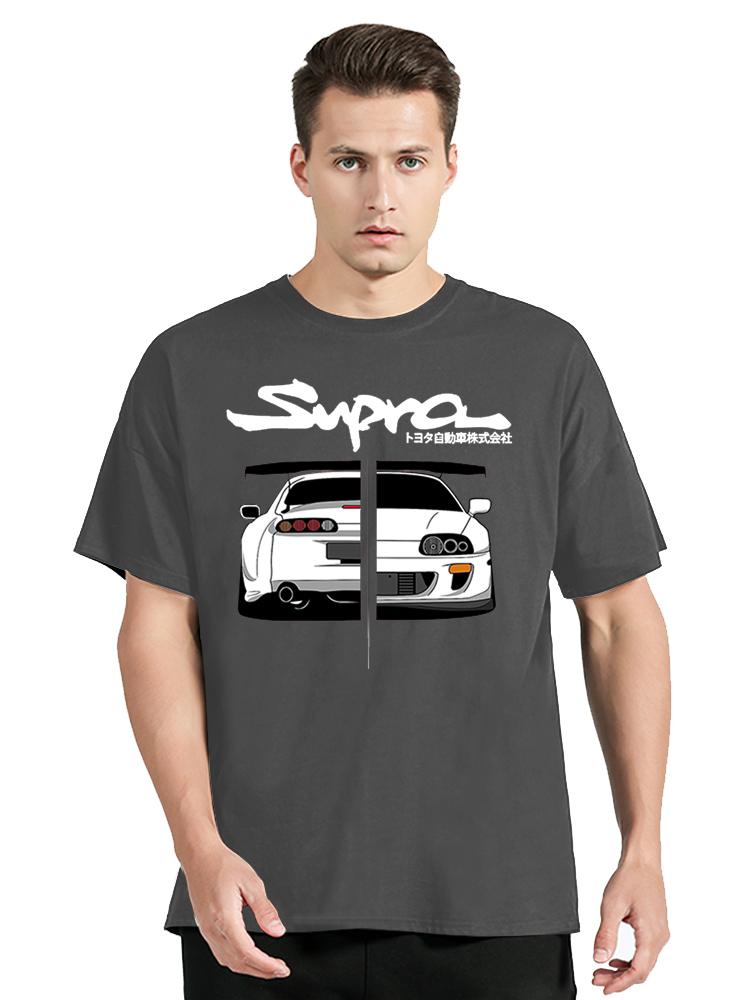 Cool T-shirt med japansk stil och bilpusselgrafik för träning Bomullstoppar T-shirts Herrkläder Översized Unisex T-shirt Streetwear T-shirt