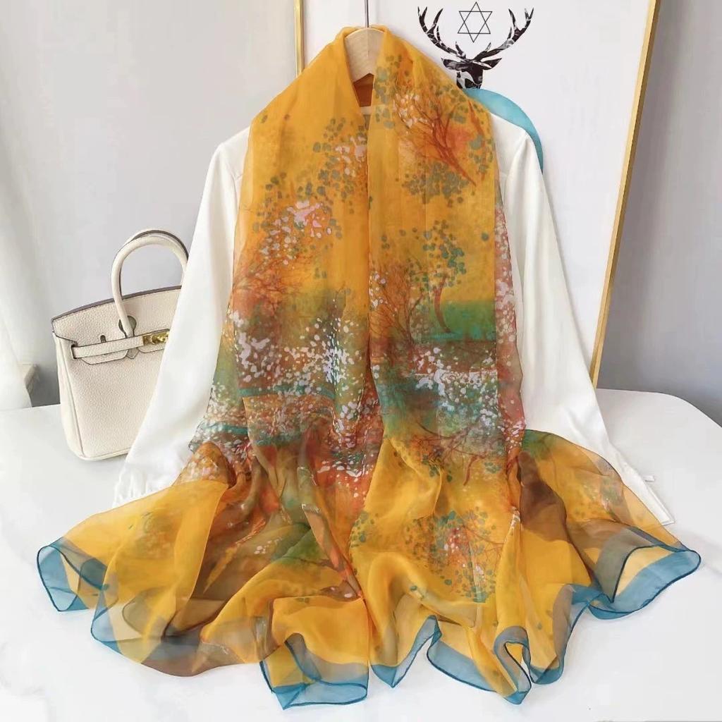 Stoles Wraps Silk Scarf Foulard Female Scarves Wraps Hijab Bandana Women Large-size Beach Shawls Muslim HijabsTravel Sunscreen