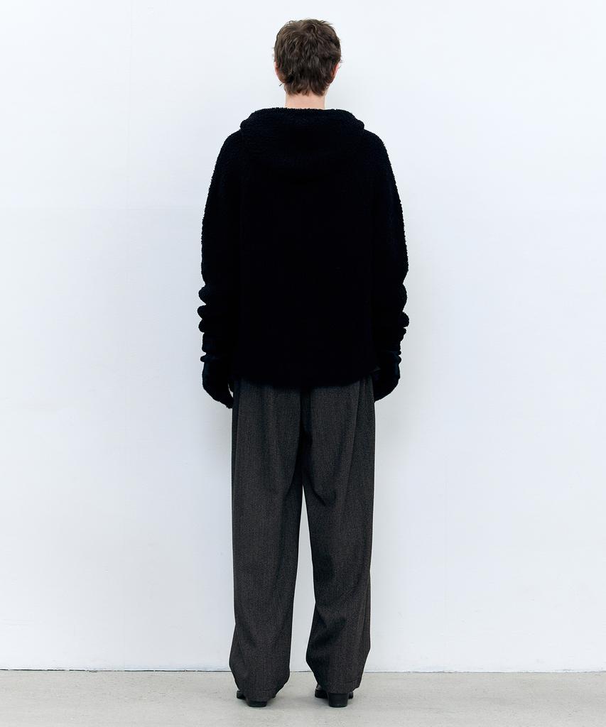 INSILENCE Cozy Soft Hooded Zip-Up Knit Black