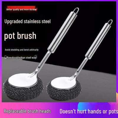 Stainless Steel Long Handle Pot Scrubbing Brush