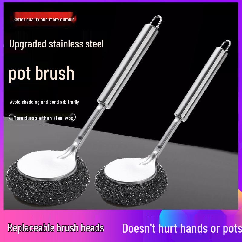 Stainless Steel Long Handle Pot Scrubbing Brush