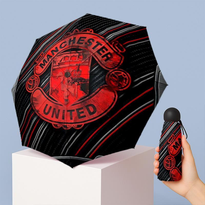 Manchester United Pattern Printed Mini 5 Folds 8 Ribs Compact Umbrella Windproof Waterproof Lightweight Portable Folding