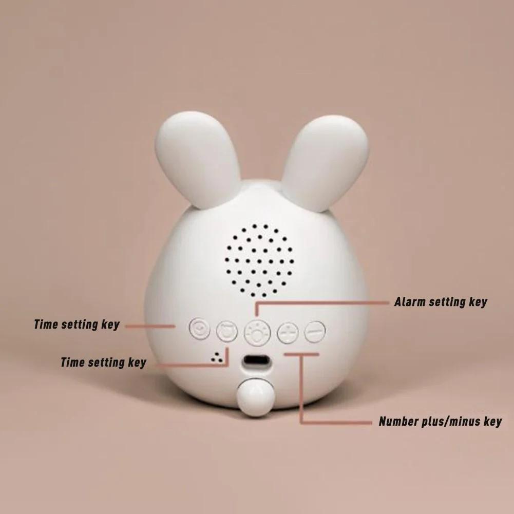 Mini Cartoon Rabbit LED Alarm Clock Night Light for Students Dormitory Digital Display Children Wake Up Light USB Charging