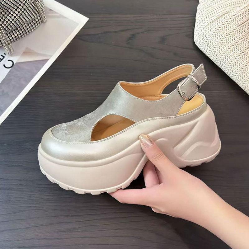 Thick-soled Heightening Hollowed-out Sandals Women's New Small Women's Shoes In the Summer of 2025