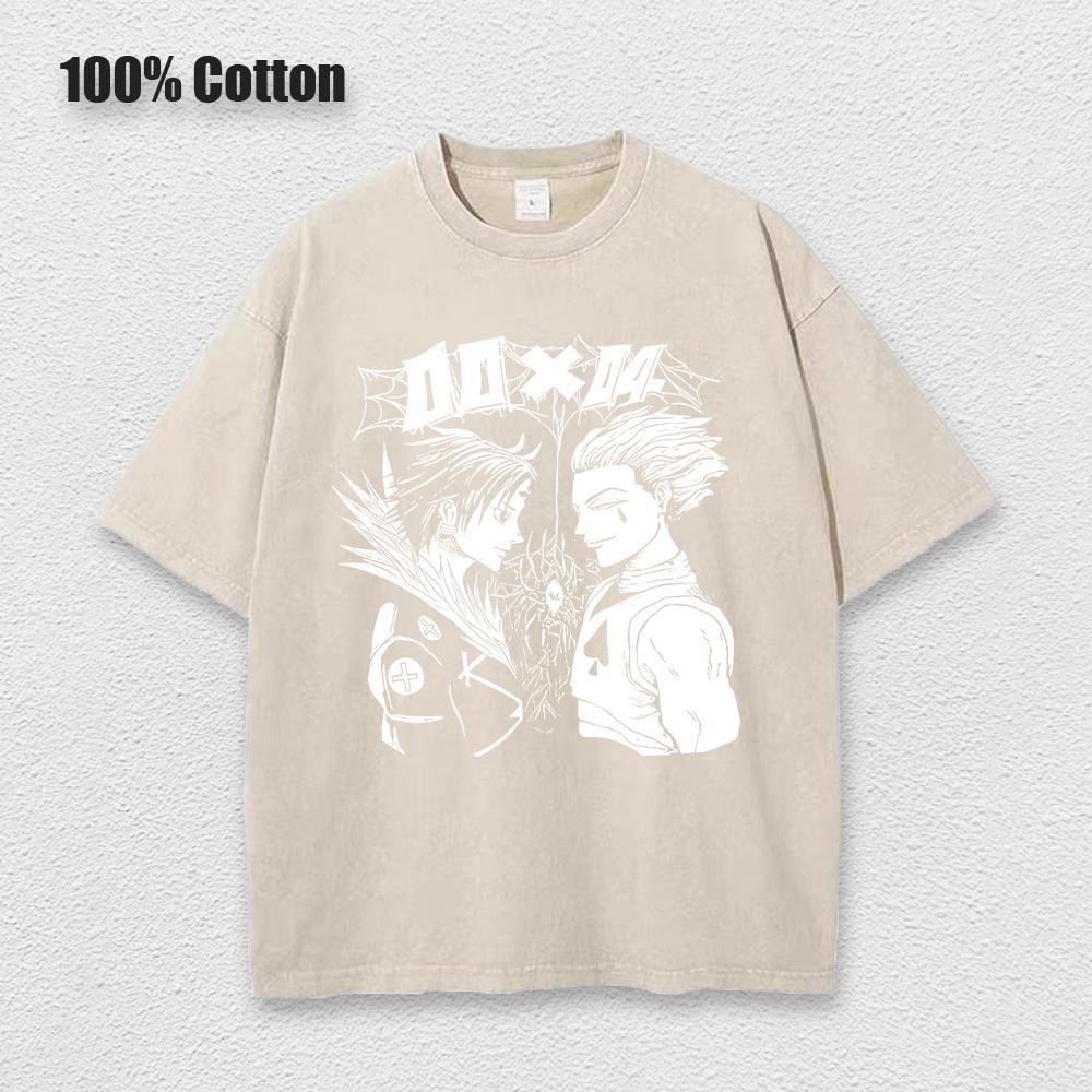 Anime Vyprané Tričko Hunter x Hunter Potisk Retro Harajuku Styl Top pro Muže Ženy Ležérní Streetwear Unisex