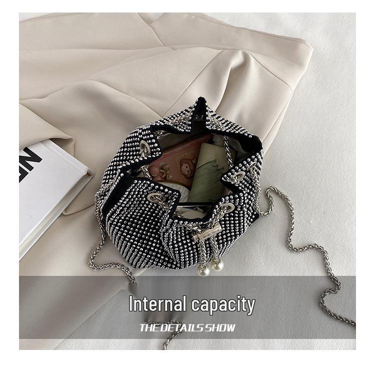 High-End Single Shoulder Bucket Bag: Versatile Summer Crossbody with Chain & Drawstring Design