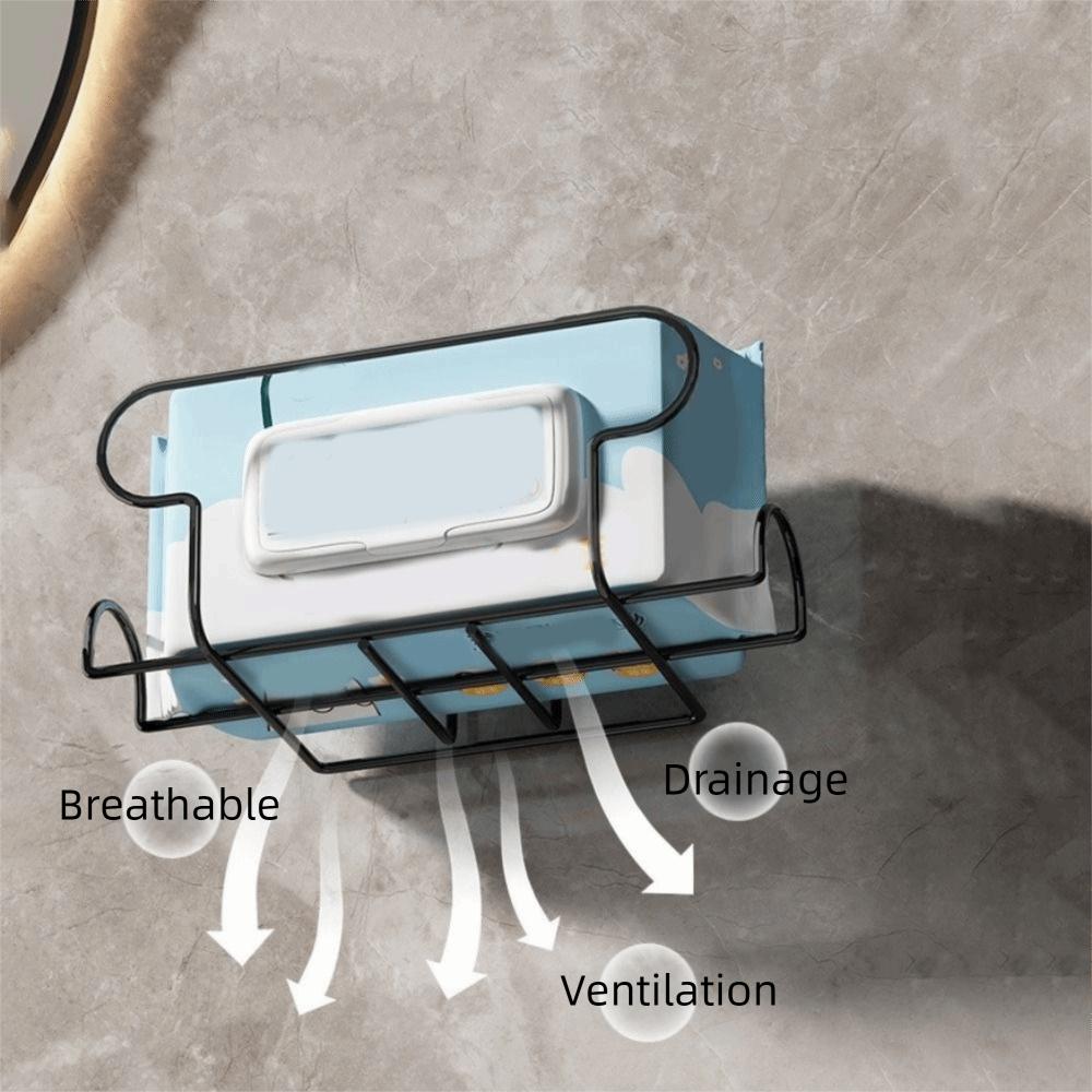 No Drill Wet Wipe Storage Rack Iron Face Towel Storage Box Paper Towel Holder  for Kitchen