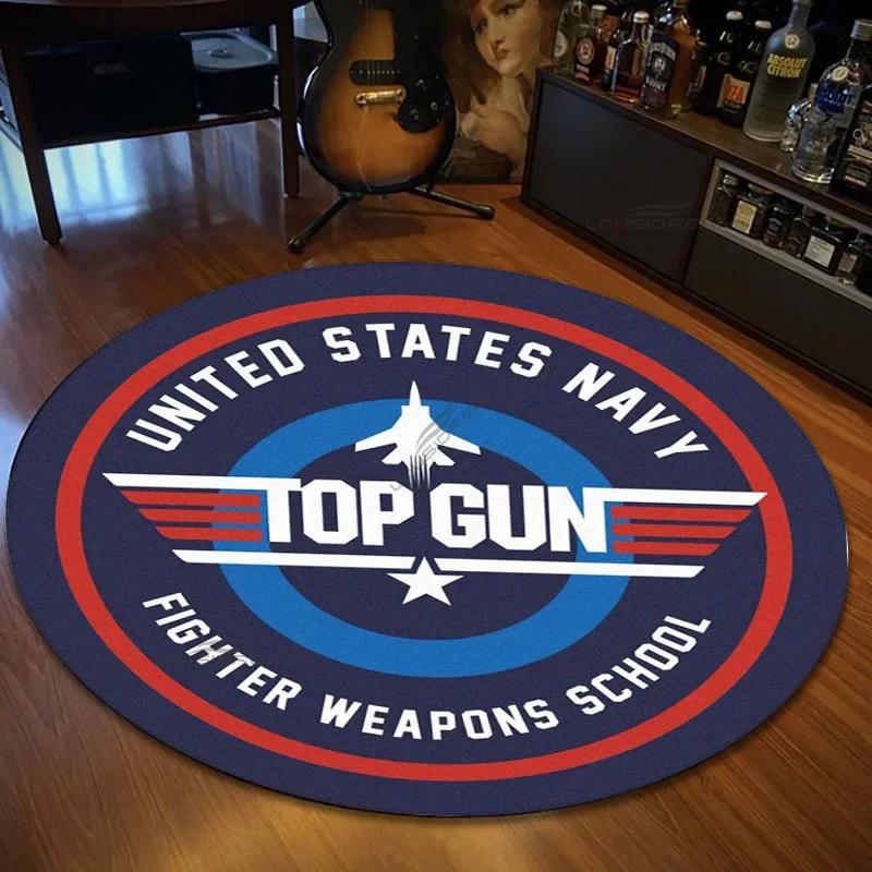 

Fashion Fighter Aircraft Top Gun Round Carpet Living Room Bedroom Carpet Non -slip Door Pad Yoga Mat Floor Mats Birthday Gift Diameter 60cm