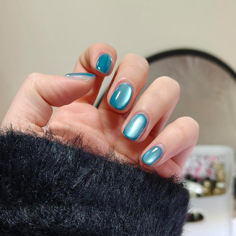 

Полупрозрачный синий кошачий глаз нейл-арт стеклянные бусины кристальный гель-лак