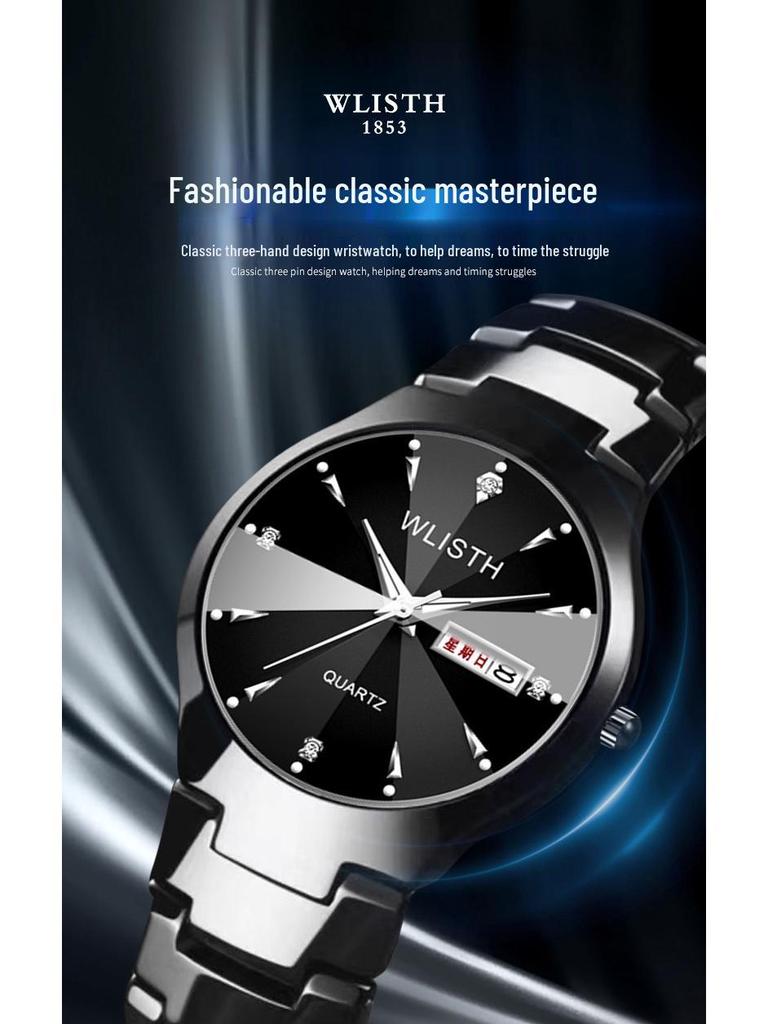 Wolis Waterproof Luminous Calendar Quartz Watch for Men & Women - Steel Band Business Couple Wristwatch