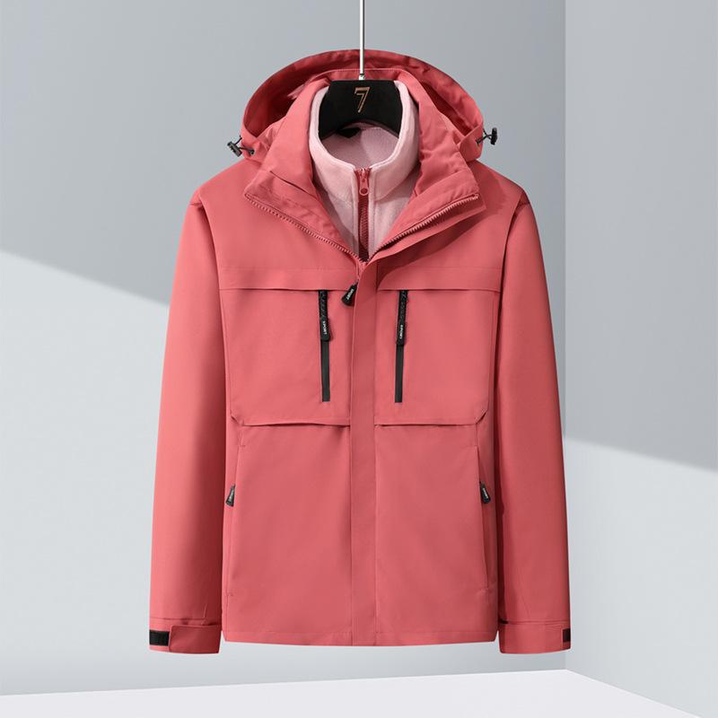Outdoor Three-in-one Jacket Women Waterproof, Windproof and Warm Mink Velvet Detachable Inner Liner Mountaineering Suit