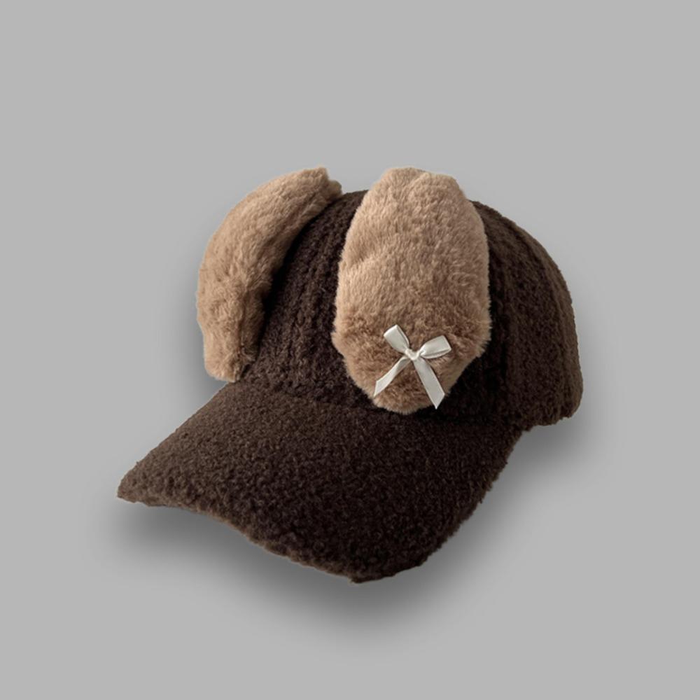 Lamb Fleece Y2k Rabbit Ear Hat Korean Peaked Cap Lovely Women's Baseball Hat  Female