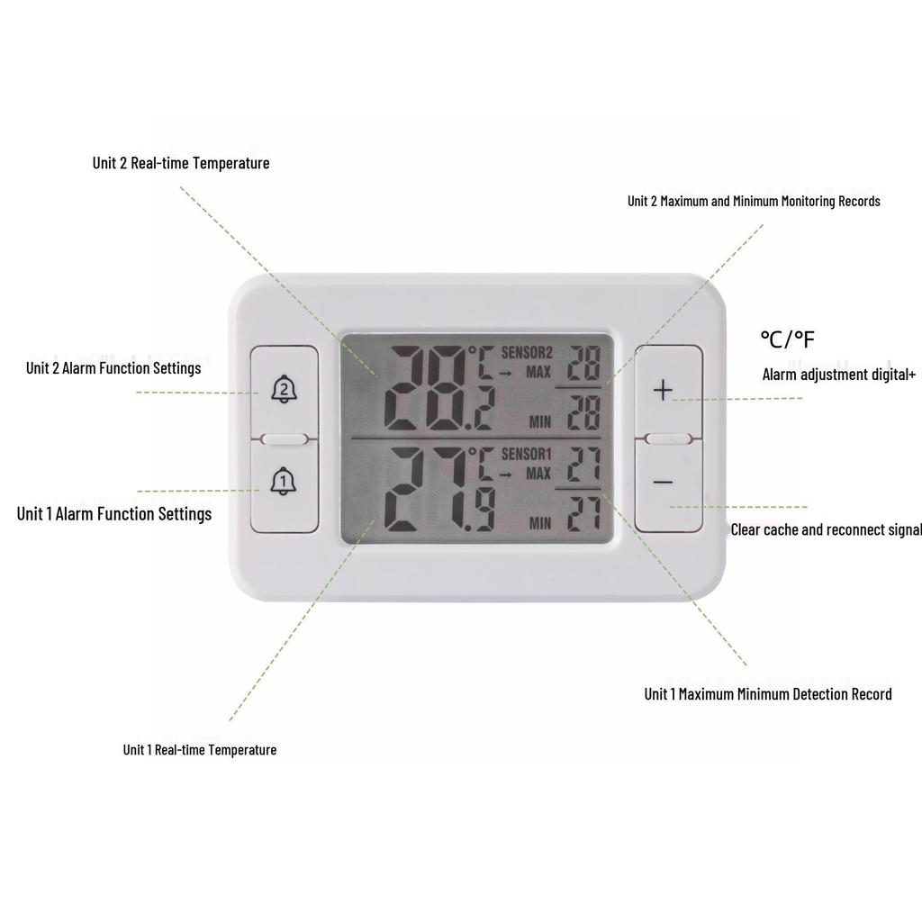 Modern Wireless Indoor Outdoor Thermometer with Cold Storage Alarm