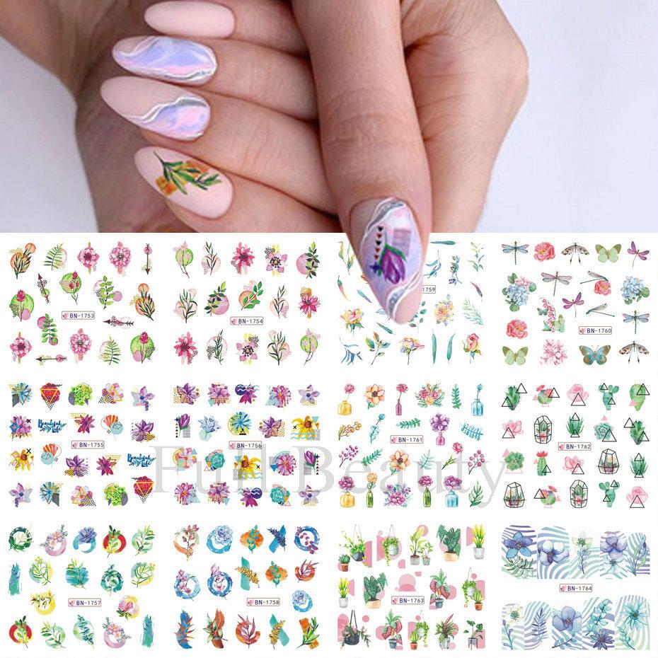 Nail Art Sticker, Spring And Summer Flower And Grass Series, Zou Ju Flower Watermark Nail Sticker