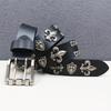 Abi Leather New Style of Personalized Crow Shield Rivet Cowhide Belt Hollow Corn Rivet Belt