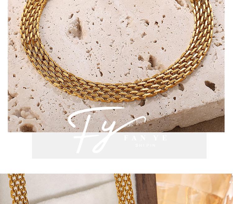 European & American Woven Mesh Stainless Steel Necklace & Bracelet Set – Simple Hollow-out Design