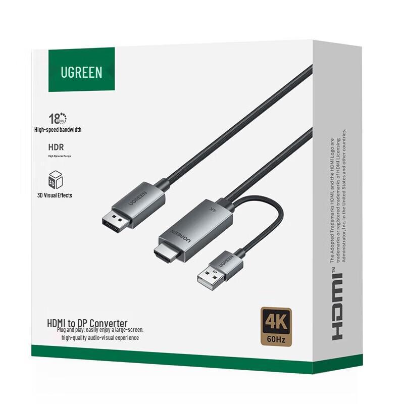 UGREEN HDMI 2.0 to DisplayPort 1.2 4K Adapter Cable