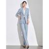 Elegant Blue Double-Breasted Women's Suit Set - Spring New Arrival