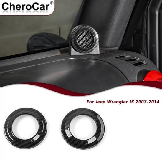 

2X A-pillar Horn Speaker Cover Trim For 07-14 Jeep Wrangler JK ABS Carbon Fiber