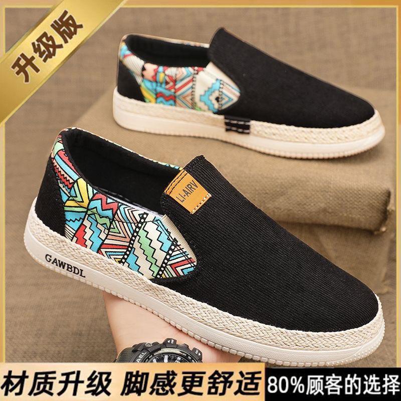 2025 summer old Beijing cloth shoes men's new sports and leisure canvas shoes men's lasagna fisherman one-pedal men