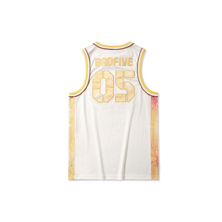 Li Ning Color Block Loose Basketball Vest Men Tops Off-White AAYP415-1