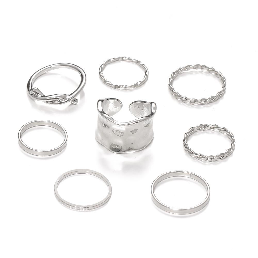 

Полое металлическое кольцо в стиле ретро, ​​комплект из 8 предметов, индивидуальное кольцо в стиле холодного ветра, кольцо в стиле панк, модный нейтральный тренд