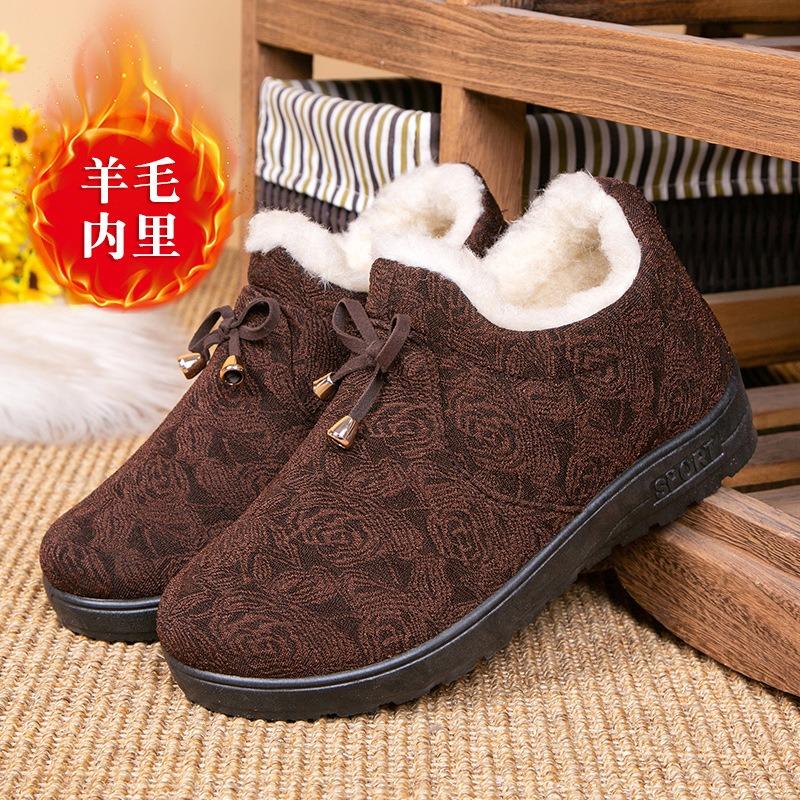 Winter Velvet Thickened Beijing Cloth Shoes Women's Cotton Shoes Soft Sole Non-slip Old Shoes Cotton Shoes