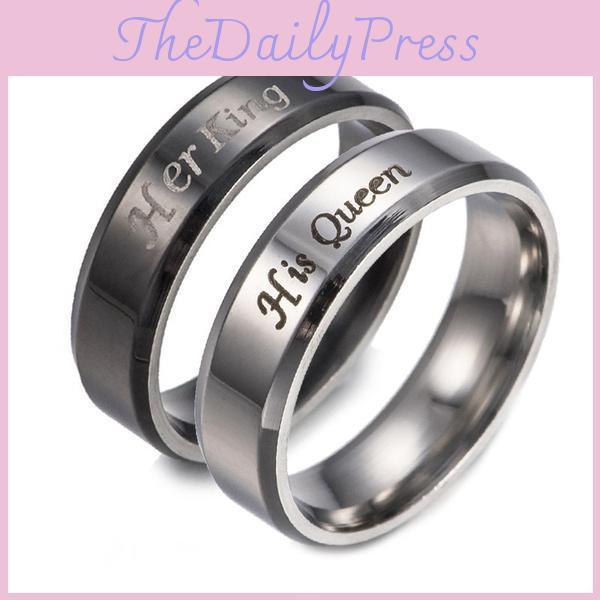 Elegante Partnerringe für Sie und Ihn, König und Königin, im robusten Edelstahl-Design
