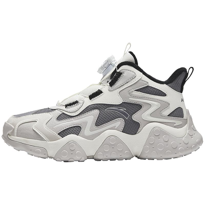 Anta Kids Panstone Trendy Fashion Thickened Non-Slip Wear-Resistant Low-Top Casual Shoes Kids casual shoes Gray White A12446922-3
