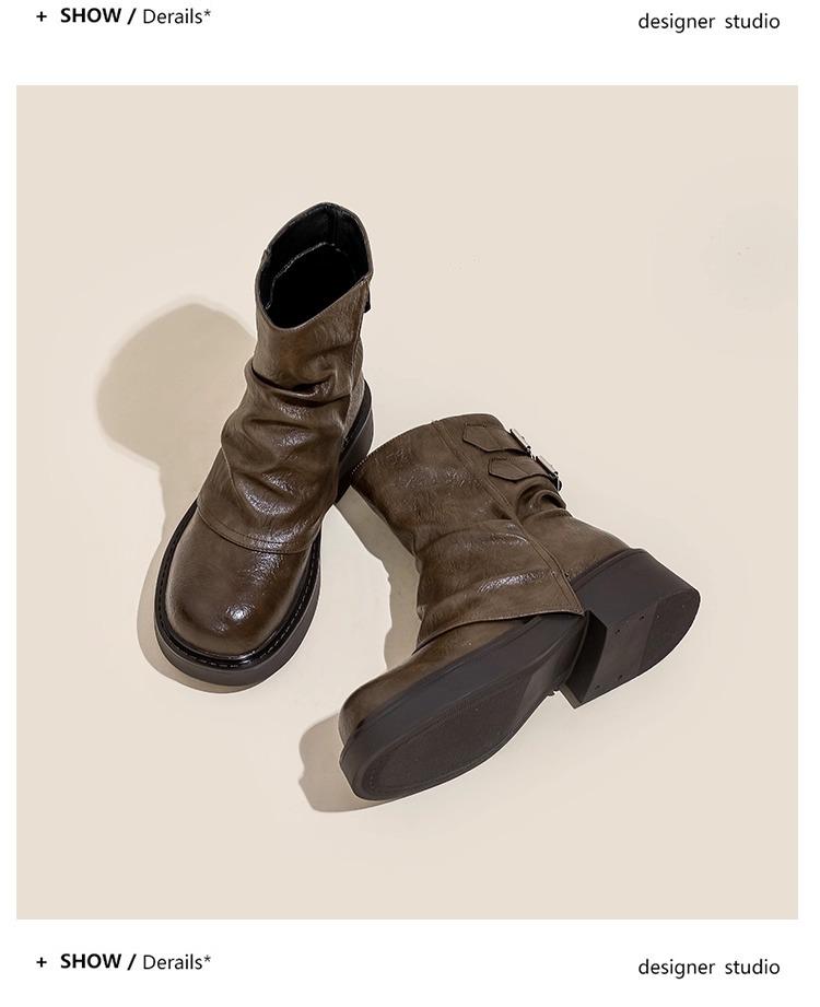 

Martin boots women s 2025 new autumn maillard stack short boots thick-soled brown boots trousers western cowboy boots 40 хаки