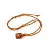 Adjustable Hand-Woven Crystal Stone Necklace with Net Bag Pendant