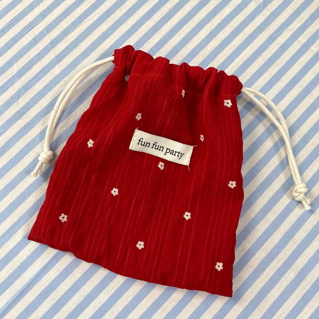 Floral Plaid Drawstring Pouch: Sundries, Keys, Coin, Card & Phone Holder