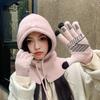 Balaclava Shawl Integrated Pullover Wool Hat Winter Outdoor Warm Ear Protection Knitted Gloves Hat Women