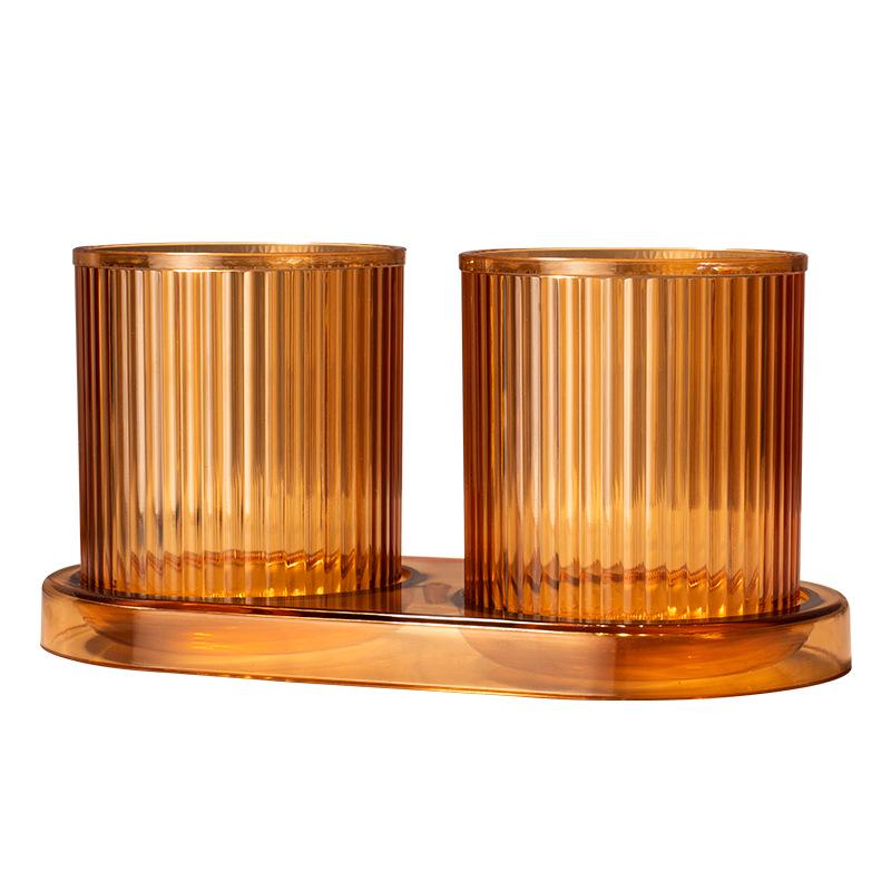 Elegant Transparent Wash Cups Set - Luxury Household Mouthwash and Toothbrush Cups Duo