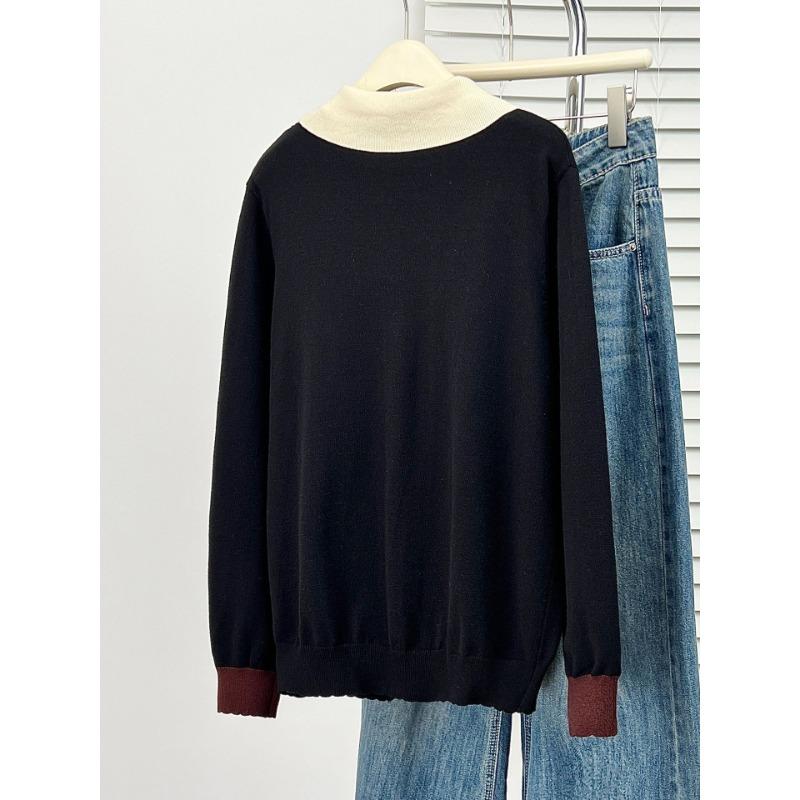 Plus Size Women Fake Two Piece Long Sleeve Knitted Cardigan College Style Sweater