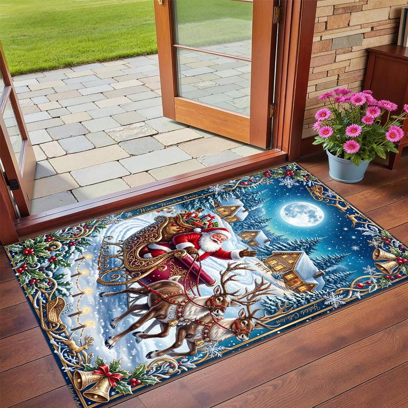 Christmas Printed Square Area Rug Soft Non Slip Floor Carpet For Bedroom Holiday Gift