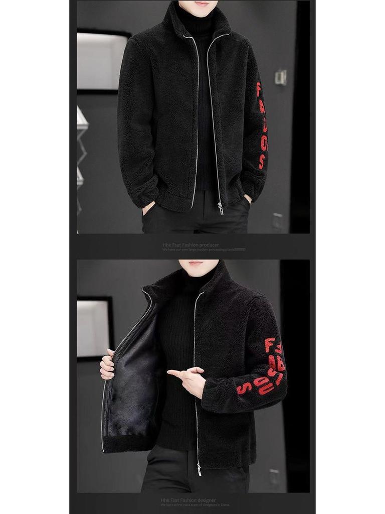 Men's 2025 Autumn/Winter Lambswool Leather Jacket: Stylish, Thick, and Warm