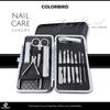 COLORBIRD Luxury Nail Care Set with Nail Nail Cuticle Eyebrow and Ear Pick Black Clippers, File, Care, Care, Scissors, Tweezers, (12 Diamonds)