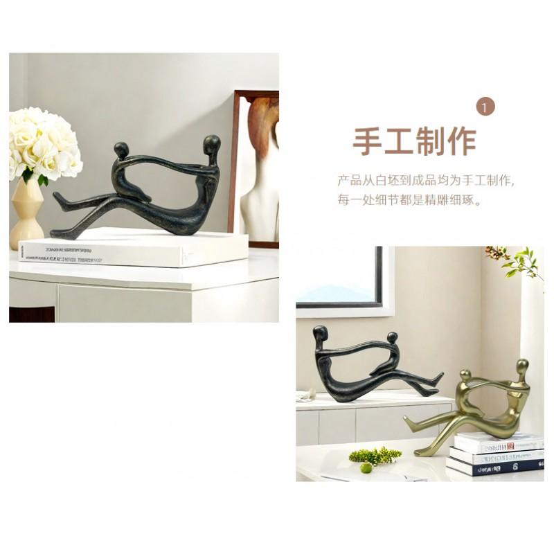 Modern Minimalist Abstract Resin Figurine Decor Home Office Desk Decoration Copper Finish