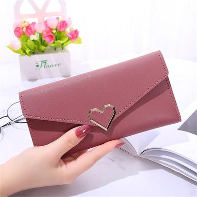 New Plain Heart-shaped Wallet Ladies Long Multi-card Buckle Mobile Phone Women's Wallet Women's Long Wallet